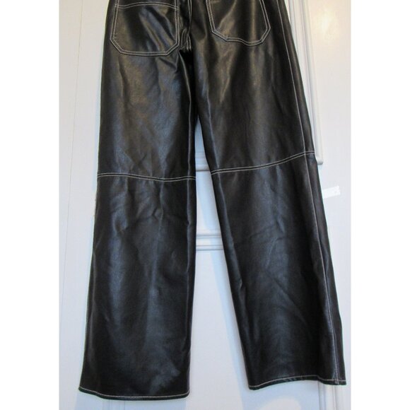 We the Free Faux Leather Pants, Black, sz. 4 , waist 26in, closure buttons: - Picture 7 of 8
